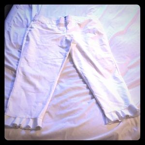 White ruffle cropped pants- Lane Bryant